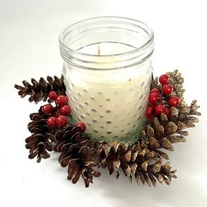 Holiday Pinecone Candle Ring / Wreath Centerpiece